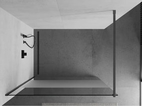 Mexen Kioto, sprchová zástena Walk-In 90 x 200 cm, 8mm číre sklo-námraza, grafitový profil, 800-090-101-66-35