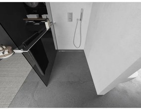 Mexen Kioto+ L, sprchová zástena Walk-In s poličkou a vešiakom 110 x 200 cm, 8mm šedé sklo, chrómový profil, 800-110-123-01-40