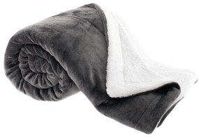 Obojstranná baránková deka, sivohnedá taupe/biela, 150x200cm, ABELE
