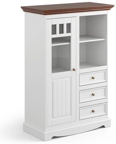 PROXIMA.store - Rustikálna masívna vitrína 1s.3 - BELLUNO ELEGANTE FARBA: biela - orech