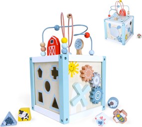 Drevená edukatívna kocka so sorterom a kockami ECOTOYS