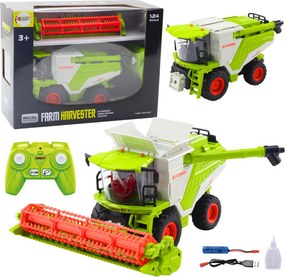 LEAN Toys Kombajn s žacím ústrojím na obilie 2 v 1, diaľkovo ovládaný RC, s efektom dymu, 2,4 GHz