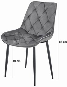 Dekorstudio Zamatová jedálenská stolička TOR - strieborná