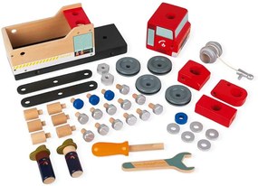 BricoKids - Drevené auto a stavebnica - Hasiči - 45 ks