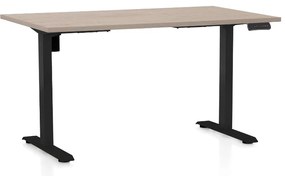 Výškovo nastaviteľný stôl OfficeTech B, 140 x 80 cm, čierna podnož, dub