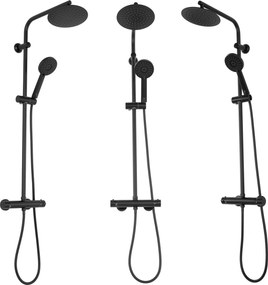 Rea Bliss, termostatická sprchová sada s hornou dažďovou sprchou, čierna, REA-P8804