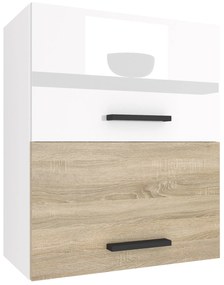 Kuchynská skrinka Belini horná 60 cm biely lesk / dub sonoma  INF SGP2-60/1/WT/WDS/0/B1