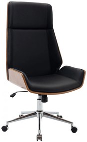 Design-Shop Kancelárska stolička Breda - koženka, drevo orech - Čierna