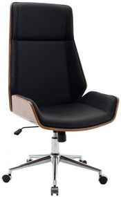 Kancelárska stolička Breda ~ koženka, drevo orech - Čierna