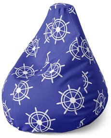 Sablio Sedací vak Pear Biele kormidlá - 70 x 95 x 15 cm