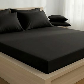 Kvalitex Saténové prestieradlo s gumou čierna, 80 x 200 cm