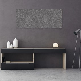 Obraz - Šedé palmové listy (120x50 cm)