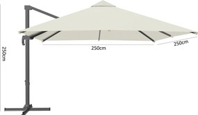 CH Krémový záhradný slnečník s obalom Roma Mini - 2,5 x 2,5 m