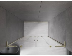 Mexen Velar L Duo, posuvné sprchové dvere do otvoru 160 cm, 8mm číre sklo, zlatá lesklá, 871-160-003-02-50