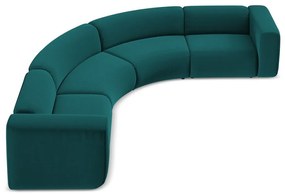 Tyrkysovomodrá zamatová rohová pohovka Ekahi – Makamii