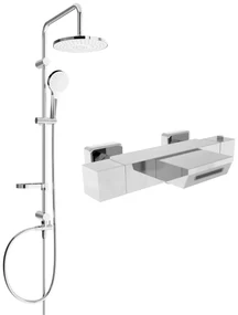 Mexen Erik, sprchový set s dažďovou sprchou a CUBE termostatickou vaňovou batériou, chrómová, 77360205-00