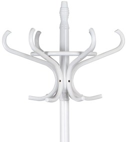 Drevený masívny vešiak biela matná, 185 cm