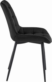 Set dvoch jedálenských stoličiek BERA zamatové čierne / čierne nohy (2ks)