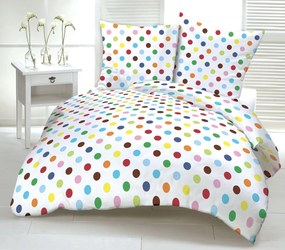 Obliečky bavlnené Rainbow dots TiaHome - 1x Vankúš 90x70cm, 1x Paplón 140x200cm