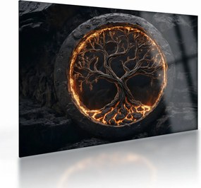 Sklenený obraz – Strom života v láve I. (70x50 cm)