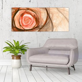 Obraz - Abstraktné ruže ružová s bielym pozadím (120x50 cm)