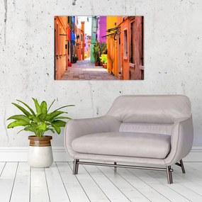 Sklenený obraz farebné talianskej uličky (70x50 cm)