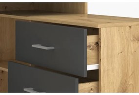 Písací stôl s zásuvkami a univerzálnym rohom P/L JULES dub artisan/antracit