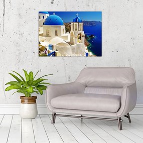 Sklenený obraz - Santorini, Grécko (70x50 cm)
