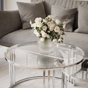 OKRÚHLY KONFERENČNÝ STOLÍK 2v1 LEONARDO 2 CHRÓM + SKLO