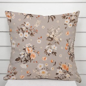Biante Bavlnená obliečka na vankúš Sandra SA-739 Ruže a konvalinky na béžovosivom 60 x 60 cm