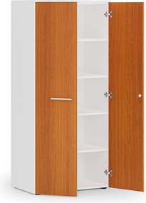 Kancelárska policová skriňa PRIMO WHITE s dverami, 800 x 500 x 1781 mm, biela/čerešňa