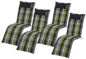 Livarno home Obojstranná podložka na kreslo Toronto, 167 x 50 x 7,5 cm, zelená, 4 kusy  (800006177)