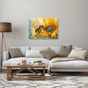 Sklenený obraz - Včielka, akvarel (70x50 cm)