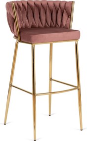 PROXIMA.store - Luxusná barová stolička FLORES FARBA: ružová, FARBA NÔH: zlatá