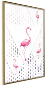 Artgeist Plagát - Flamingo Family [Poster] Veľkosť: 30x45, Verzia: Čierny rám s passe-partout