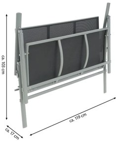Záhradná hliníková lavička, 2-miestna, 119 cm, sivá
