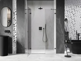 Mexen Lunar, ľavé otočné sprchové dvere 155 cm, 8mm číre sklo, grafitový profil, 834S-155-050-95-00-L