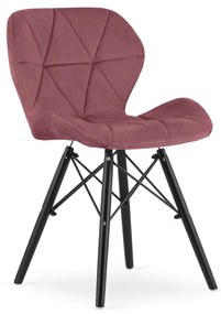 Set troch jedálenských stoličiek LAGO zamatové, tmavoružové / čierne (3 ks)