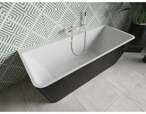 Mexen Volta, voľne stojaca nástenna vaňa 170 x 75 cm, biela-čierna, biely prepad, 51131707575-20