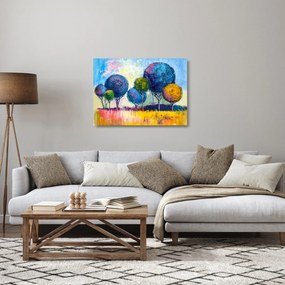 Sklenený obraz kopulovitých stromov, olejomaľba (70x50 cm)