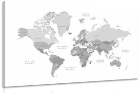 Obraz čiernobiela mapa sveta vo vintage vzhľade - 120x80