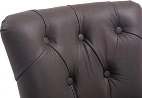 Barová stolička Buckingham - koža, drevené nohy tmavá antik - Hnedá