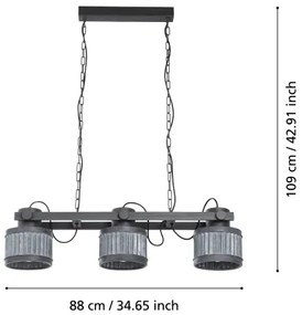 Eglo 43447 - Luster na reťazi TURROCK 3xE27/28W/230V
