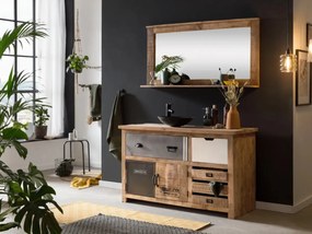 furniture-nabytek.cz - Masívne kúpeľňové zrkadlo Pune II z mangového dreva, lakované, prírodná farba – 124×65 cm