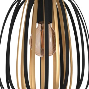 Závesná lampa Encinitos, čierna/mosadz, Ø 25,5 cm