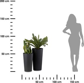PLASTOVÝ KVETINÁČ URBANIKA ECO SADA 2KS 57X30 CM+46,6X25,5 CM ČIERNA