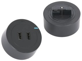 Zásuvka 2x USB-A pre zásuvkové lišty, čierna