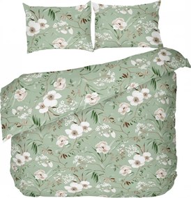 Kvalitex Bavlnené obliečky DELUX 140x200 + 70x90 cm - MAGNÓLIE zelené