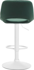 Barová stolička Camden - zamat, biely rám Zelená