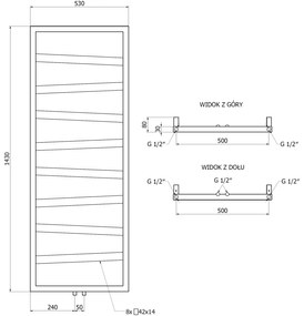 Mexen, Mexen Zoom dekoratívny kúpeľňový radiátor 1430 x 530 mm, 477 W, čierny - W130-1430-530-00-70